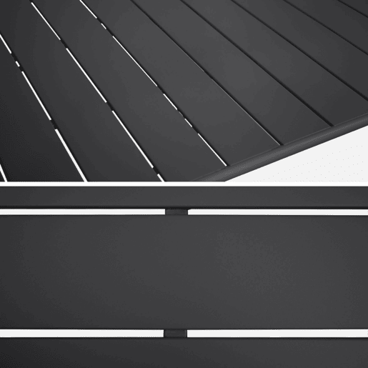 Mesa de jardim dobrável de metal com 6 cadeiras, Amelia, Antracite, 141.2x80x72.5 cm