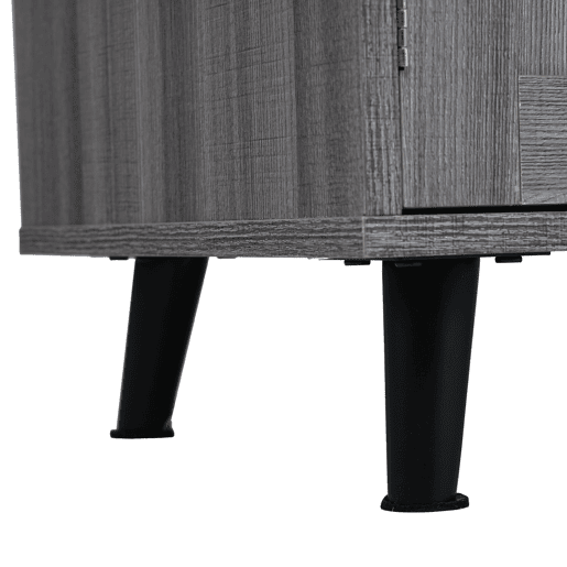 Aparador com mesa de consola rebatível e 2 gavetas - rodízios ou pés de madeira maciça - Cinzento