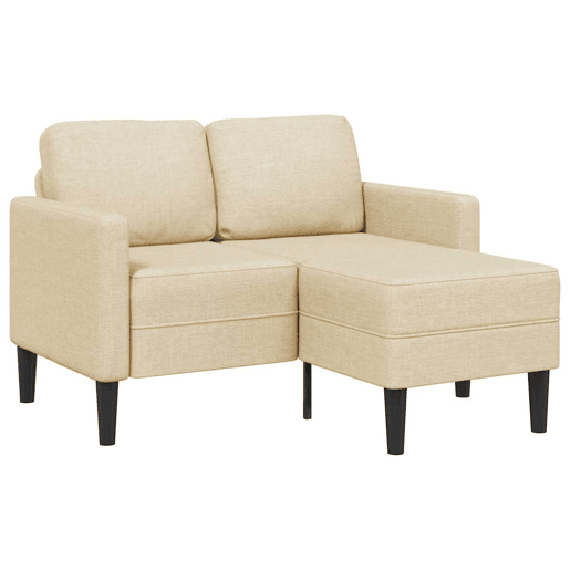 Sofá 2 lugares - Sofá fixo com Chaise em L 125 cm tecido creme