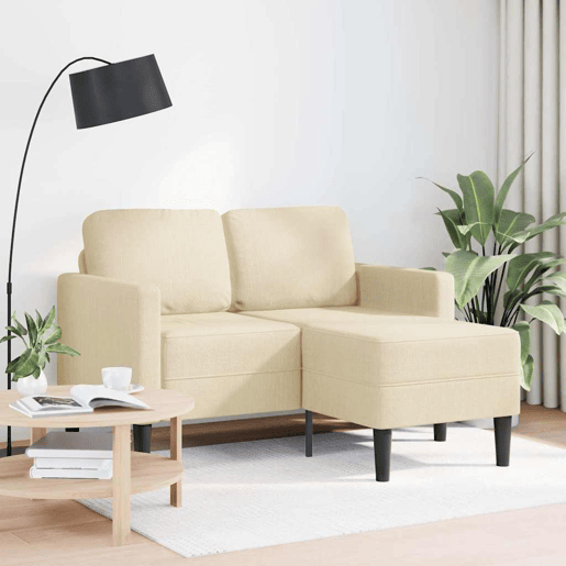 Sofá 2 lugares - Sofá fixo com Chaise em L 125 cm tecido creme