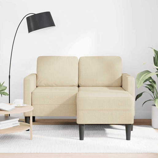 Sofá 2 lugares - Sofá fixo com Chaise em L 125 cm tecido creme