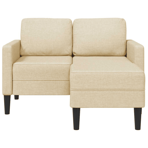 Sofá 2 lugares - Sofá fixo com Chaise em L 125 cm tecido creme