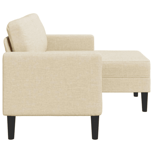 Sofá 2 lugares - Sofá fixo com Chaise em L 125 cm tecido creme