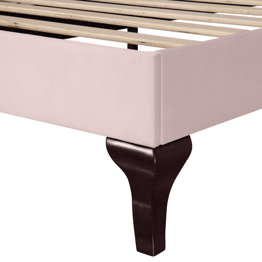Cama estofada em veludo 90x200 cm com cabeceira regulável + estrado de molas - Rosa