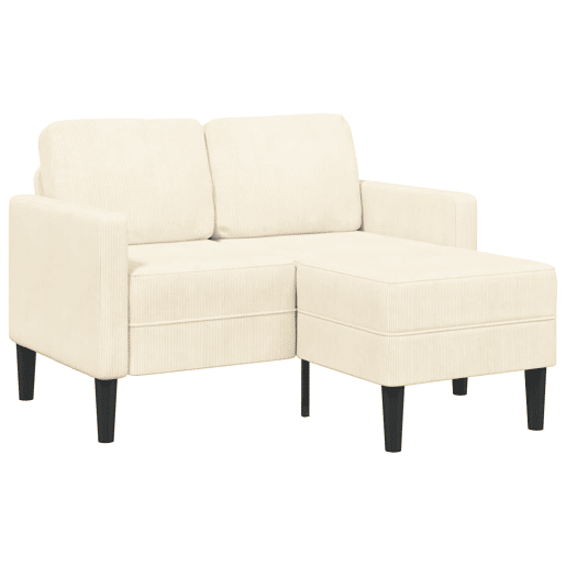 Sofá 2 lugares - Sofá fixo com Chaise em L 125 cm linho creme
