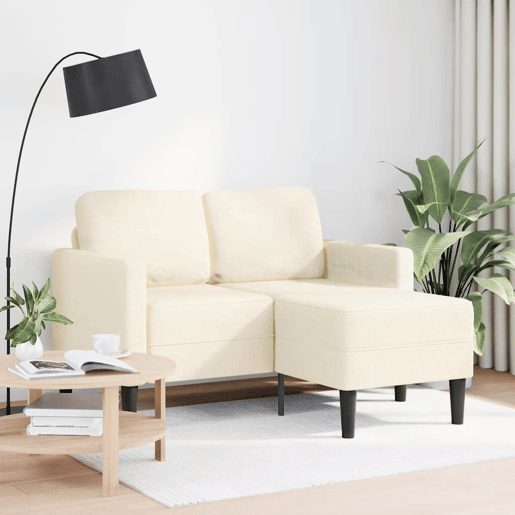 Sofá 2 lugares - Sofá fixo com Chaise em L 125 cm linho creme