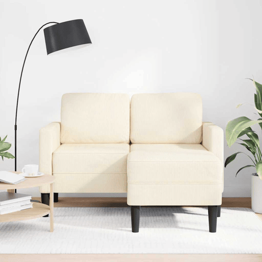 Sofá 2 lugares - Sofá fixo com Chaise em L 125 cm linho creme