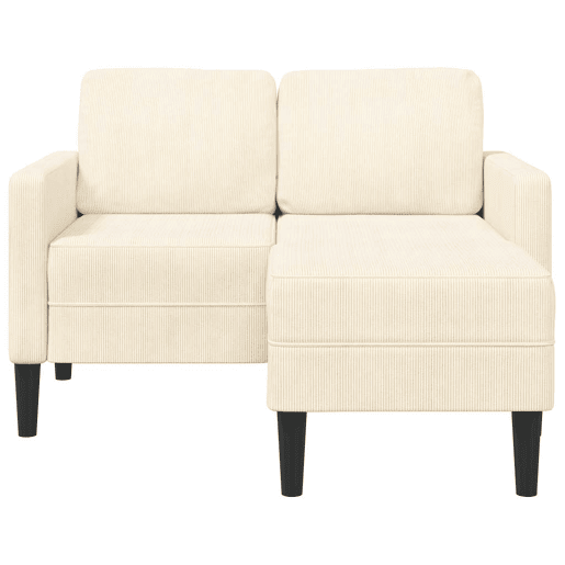 Sofá 2 lugares - Sofá fixo com Chaise em L 125 cm linho creme