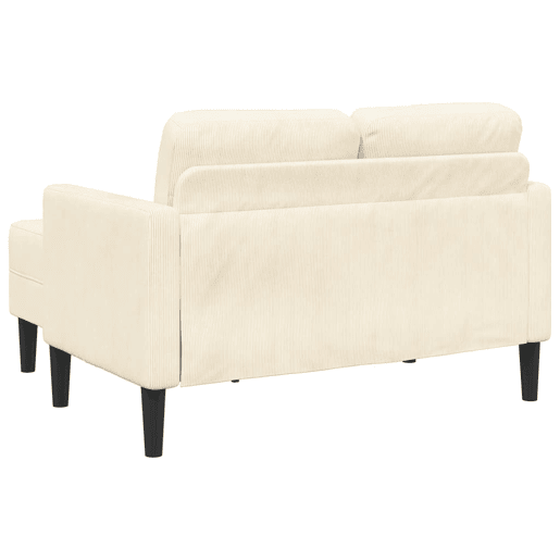 Sofá 2 lugares - Sofá fixo com Chaise em L 125 cm linho creme