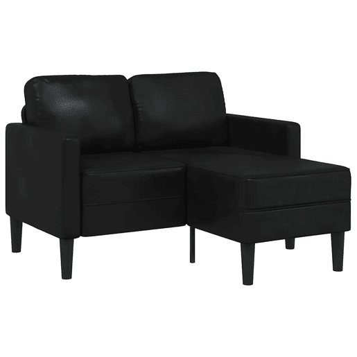 Sofá 2 lugares - Sofá fixo com Chaise em L 125 cm couro artificial preto