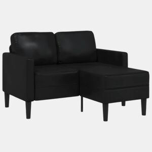 Sofá 2 lugares - Sofá fixo com Chaise em L 125 cm couro artificial preto