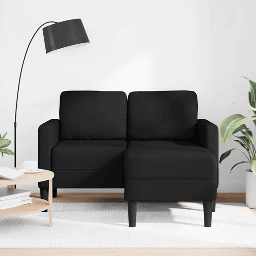Sofá 2 lugares - Sofá fixo com Chaise em L 125 cm couro artificial preto