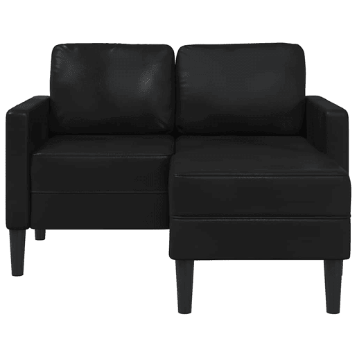Sofá 2 lugares - Sofá fixo com Chaise em L 125 cm couro artificial preto