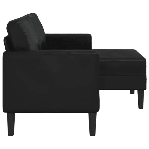 Sofá 2 lugares - Sofá fixo com Chaise em L 125 cm couro artificial preto