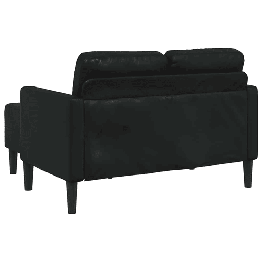 Sofá 2 lugares - Sofá fixo com Chaise em L 125 cm couro artificial preto