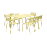Mesa de jardim com 8 cadeiras de metal, Amelia, Amarelo, 141.2x80x72.5 cm