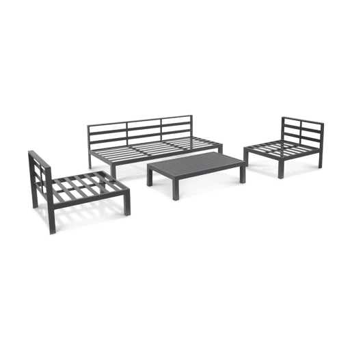 Conjunto de sofá de jardim com estrutura em alumínio, 5 lugares, Rieti, Antracite, 92x204x71.5 cm