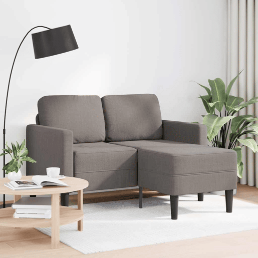 Sofá 2 lugares - Sofá fixo c Chaise em L 125cm tecido cinzento-acastanhado