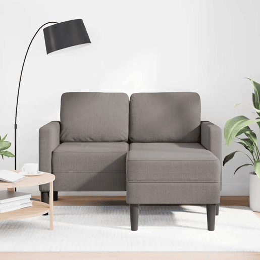 Sofá 2 lugares - Sofá fixo c Chaise em L 125cm tecido cinzento-acastanhado