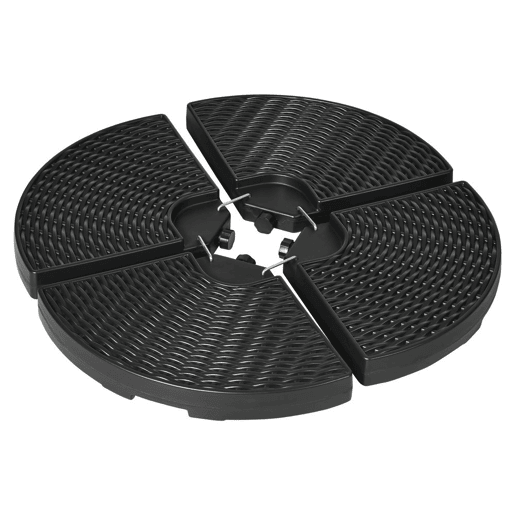 Outsunny Base para Chapéu de Sol de 4 Peças Suporte para Chapéu de Sol Recarregável com Areia 68 kg ou Água 52 kg para Jardim Pátio ou Terraço Preto