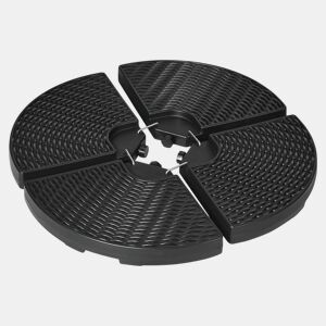 Outsunny Base para Chapéu de Sol de 4 Peças Suporte para Chapéu de Sol Recarregável com Areia 68 kg ou Água 52 kg para Jardim Pátio ou Terraço Preto
