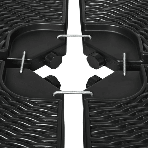 Outsunny Base para Chapéu de Sol de 4 Peças Suporte para Chapéu de Sol Recarregável com Areia 68 kg ou Água 52 kg para Jardim Pátio ou Terraço Preto
