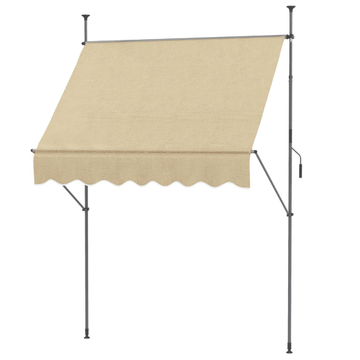 Outsunny Toldo Manual Retrátil com Manivela 200x120x210-300 cm Toldo para Varanda com Altura Ajustável Impermeável e Anti-UV para Jardim Terraço Bege