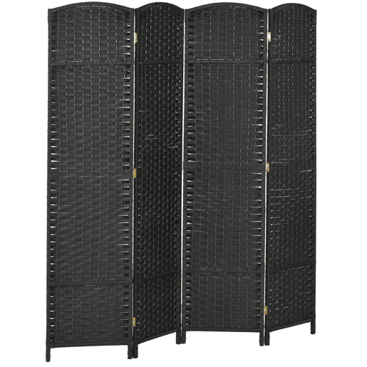 HOMCOM Biombo de 4 Painéis Separador de Ambientes Dobrável 160x170 cm Biombo Separador de Ambientes para Sala de Estar Dormitório Escritório Preto