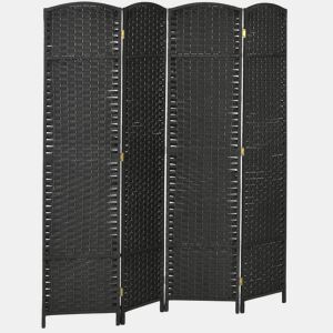 HOMCOM Biombo de 4 Painéis Separador de Ambientes Dobrável 160x170 cm Biombo Separador de Ambientes para Sala de Estar Dormitório Escritório Preto