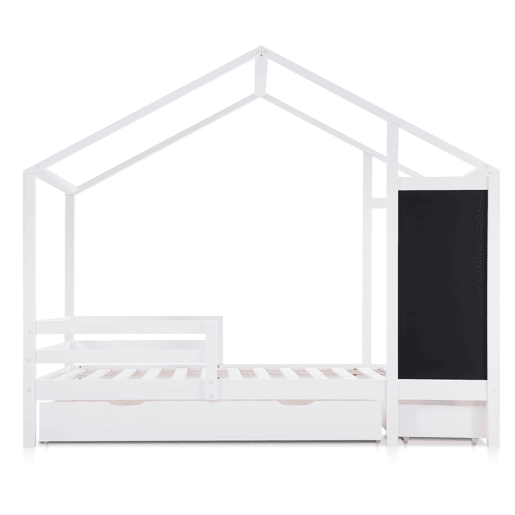 Cabine-cama 90x200 cm - madeira maciça - com ardósia e 2 gavetas - Branco