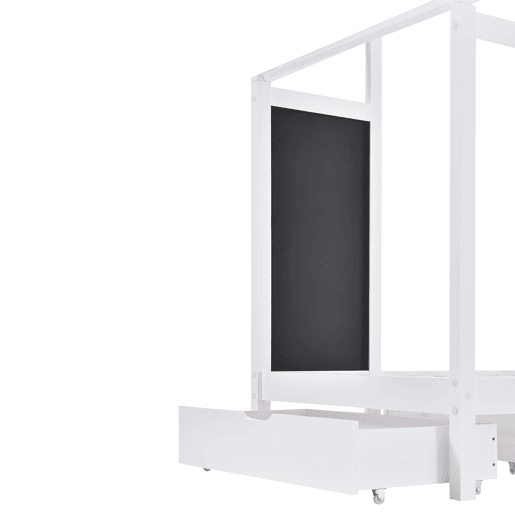 Cabine-cama 90x200 cm - madeira maciça - com ardósia e 2 gavetas - Branco