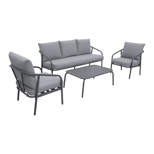 Conjunto de jardim de aço para 5 pessoas, Messina 5, Antracite, 176x70x67 cm