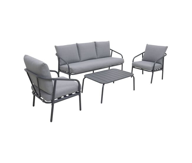 Conjunto de jardín de acero, 5 plazas, messina 5, antracita, 176x70x67 cm