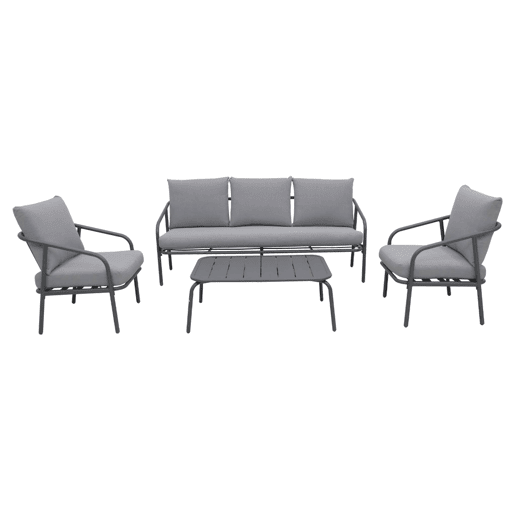 Conjunto de jardim de aço para 5 pessoas, Messina 5, Antracite, 176x70x67 cm