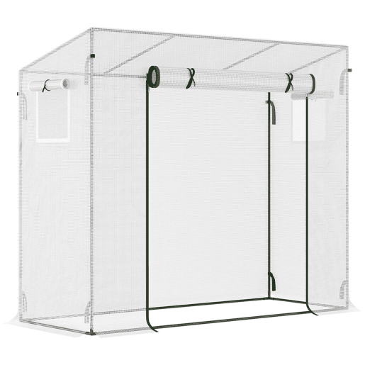 Outsunny Estufa de Jardim Pequena Estufa de Exterior com Janelas e Estrutura de Aço Estufa para Cultivar Tomates Plantas Flores 200x76x168 cm Branco