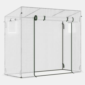 Outsunny Estufa de Jardim Pequena Estufa de Exterior com Janelas e Estrutura de Aço Estufa para Cultivar Tomates Plantas Flores 200x76x168 cm Branco
