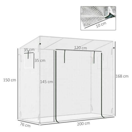 Outsunny Estufa de Jardim Pequena Estufa de Exterior com Janelas e Estrutura de Aço Estufa para Cultivar Tomates Plantas Flores 200x76x168 cm Branco