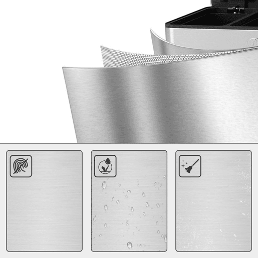 HOMCOM Balde de Lixo de Cozinha com 3 Compartimentos 3x10L Cubo de Lixo de Aço Inoxidável com Pedais Tampas com Fechamento Suave e Cubo Amovível para Escritório Cozinha 49,6x34,5x38,6 cm Prata