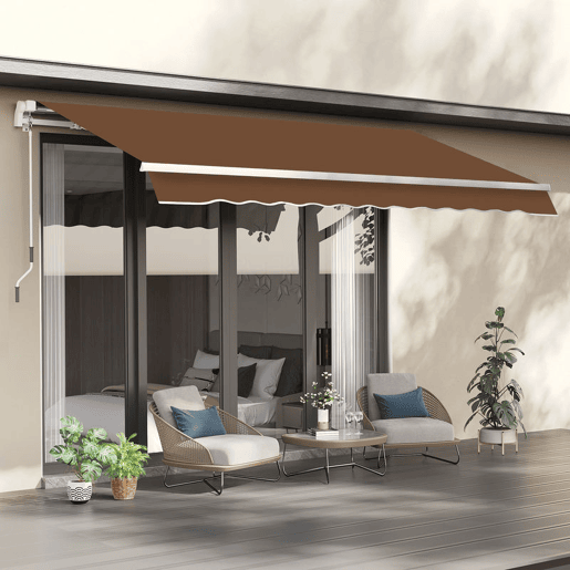 Outsunny Toldo Manual Retrátil 3x2,5 cm, Toldo Exterior para Terraço com Ângulo Ajustável, Braço Articulado, Montagem na Parede, Estrutura de Alumínio, Anti-UV e Impermeável, Ideal para Jardim ou Café