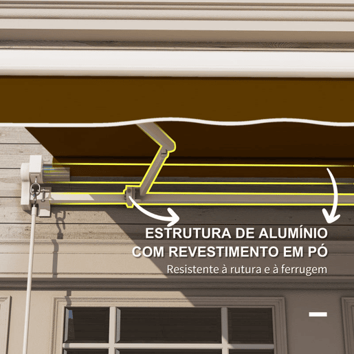 Outsunny Toldo Manual Retrátil 3x2,5 cm, Toldo Exterior para Terraço com Ângulo Ajustável, Braço Articulado, Montagem na Parede, Estrutura de Alumínio, Anti-UV e Impermeável, Ideal para Jardim ou Café