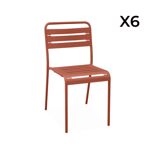 Mesa de jardim dobrável de metal com 6 cadeiras, Amelia, Terracota, 141.2x80x72.5 cm Mesa de jardim dobrável de metal com 6 cadeiras, Amelia, Terracota, 141.2x80x72.5 cm