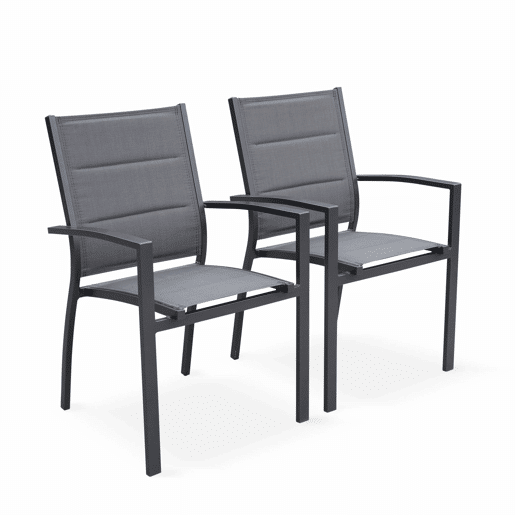 Mesa de jardim extensível em alumínio, 8 cadeiras, Philadelphie, Antracite, 300x100x75 cm
