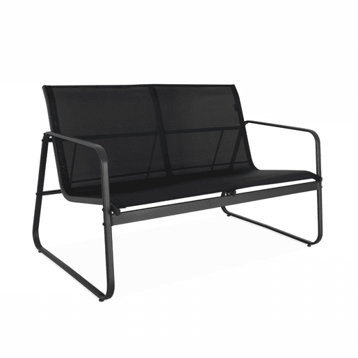 Conjunto de mobiliário de jardim relax com sofá em metal, 4 lugares, Silvi, Antracite, 77x114x76 cm
