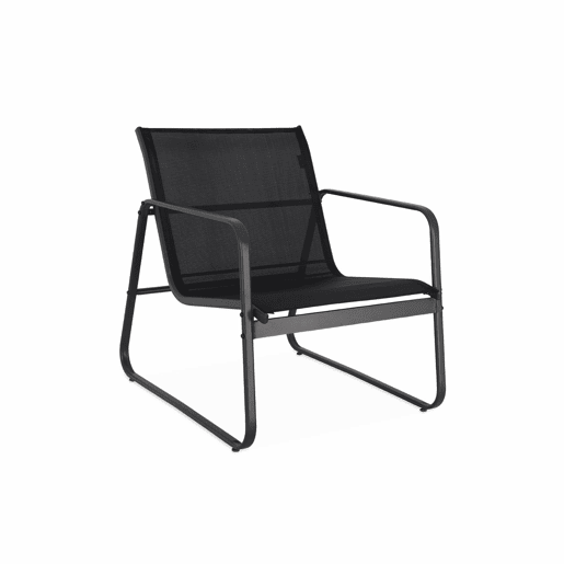 Conjunto de mobiliário de jardim relax com sofá em metal, 4 lugares, Silvi, Antracite, 77x114x76 cm