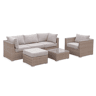 Conjunto de mobiliário de jardim com sofá em resina tecida, 5 lugares, Vinci, Beige, 225x80x67.5 cm