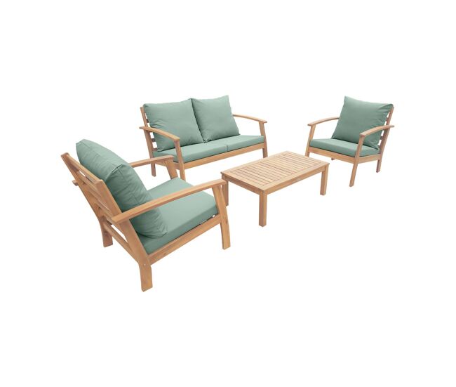 Conjunto de jardín de madera, 4 plazas, ushuaia, madera, 123x82.7x74.6 cm
