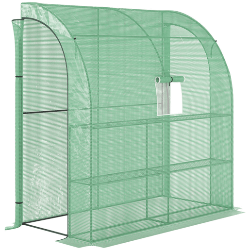Outsunny Estufa Pequena Estufa de Exterior com Janelas Prateleiras de 3 Níveis e Estrutura de Aço Estufa para Cultivo de Plantas Flores 200x100x215 cm Verde