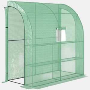 Outsunny Estufa Pequena Estufa de Exterior com Janelas Prateleiras de 3 Níveis e Estrutura de Aço Estufa para Cultivo de Plantas Flores 200x100x215 cm Verde