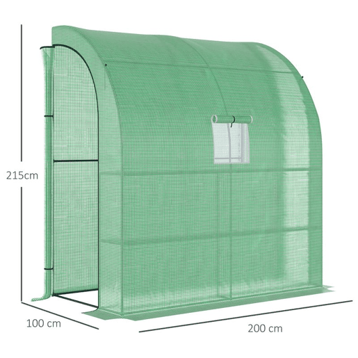 Outsunny Estufa Pequena Estufa de Exterior com Janelas Prateleiras de 3 Níveis e Estrutura de Aço Estufa para Cultivo de Plantas Flores 200x100x215 cm Verde
