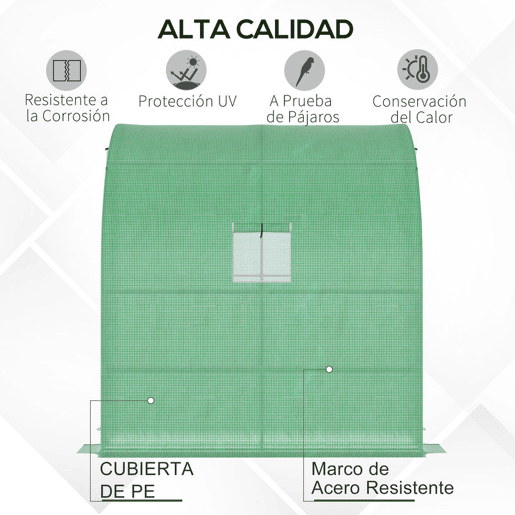 Outsunny Estufa Pequena Estufa de Exterior com Janelas Prateleiras de 3 Níveis e Estrutura de Aço Estufa para Cultivo de Plantas Flores 200x100x215 cm Verde